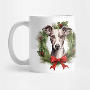 Christmas Whippet Dog Wreath Mug